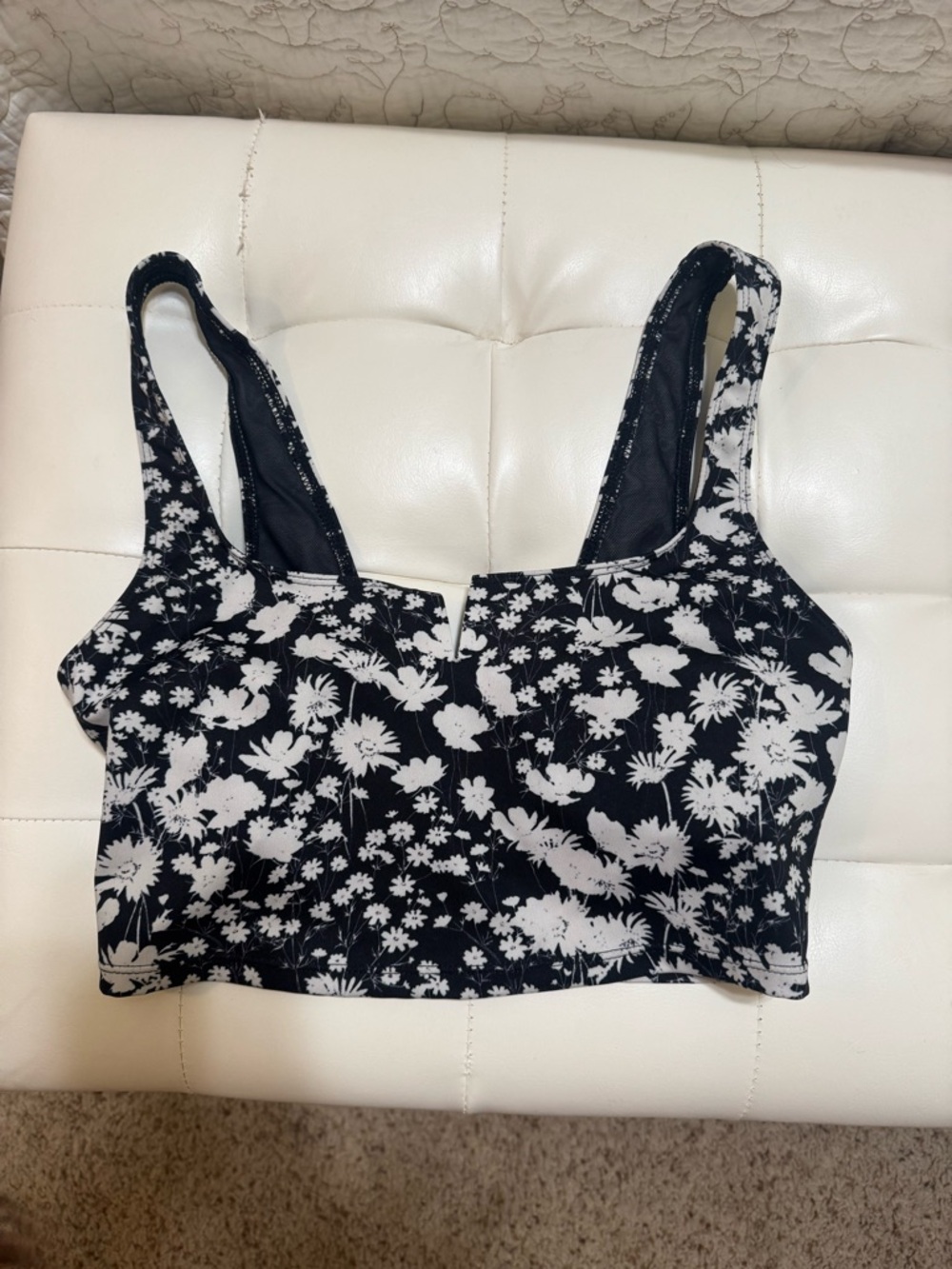 FP Movement by Free People Black and White Floral Crop Top